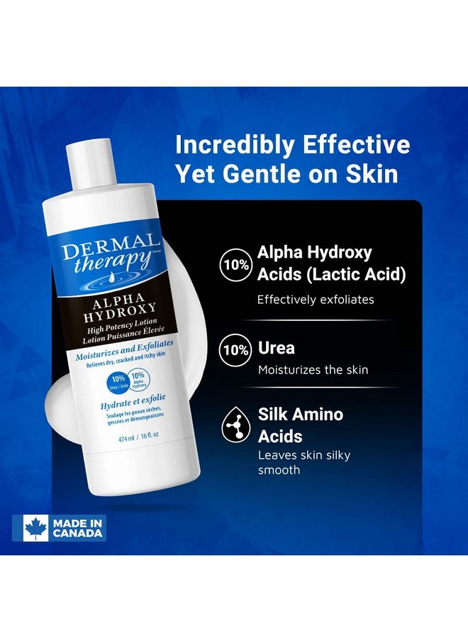 dermal therapy - Dermal Therapy Alpha Hydroxy Lotion - High Potency AHA Exfoliating Moisturizer for Dry, Scaly Skin - 10% Lactic Acid & 10% Urea Lotion - Remove Skin Flakes - Fragrance-Free - 16 fl oz / 474 ml - Image 1