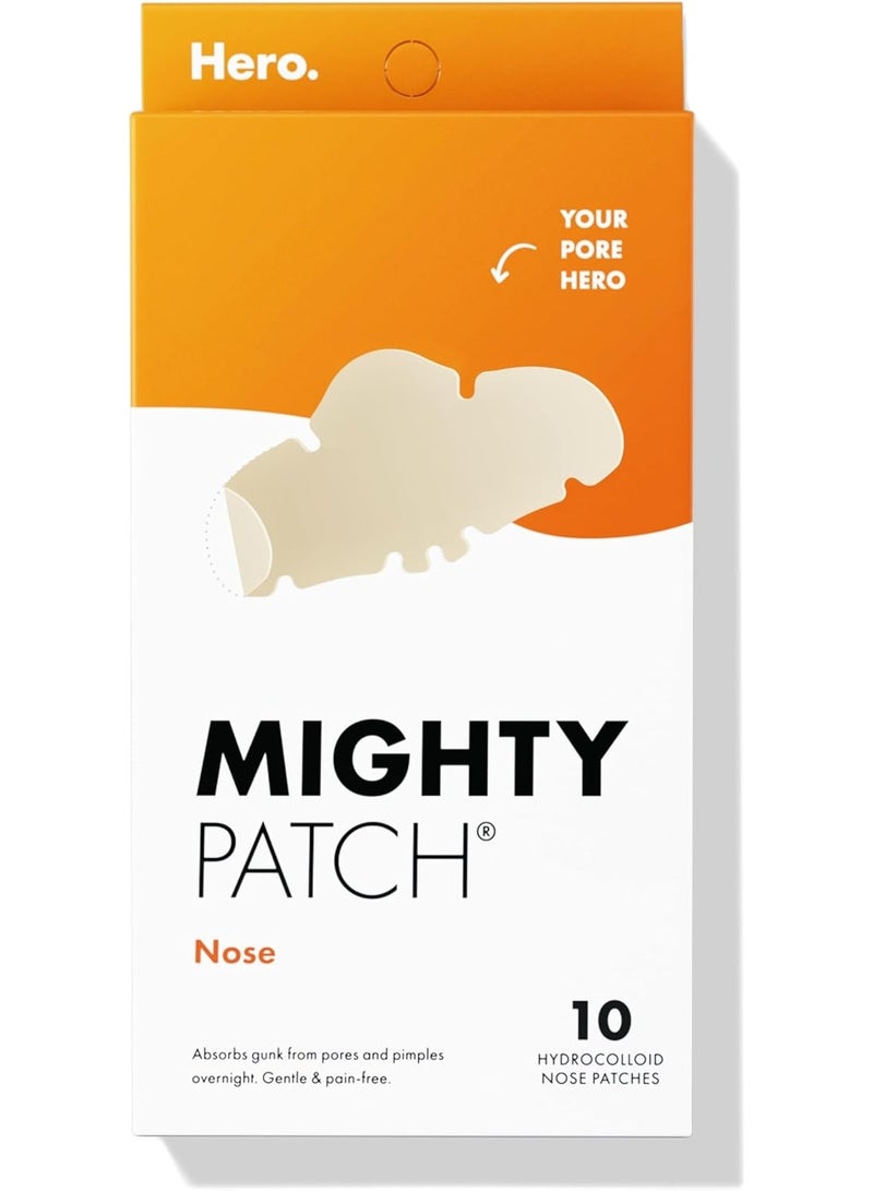 Hero Nose Patch from Hero Cosmetics - XL Hydrocolloid Pimples, Zits and Oil - Dermatologist-Approved Overnight Pore Strips to Absorb Acne Nose Gunk (10 Count) - Image 1