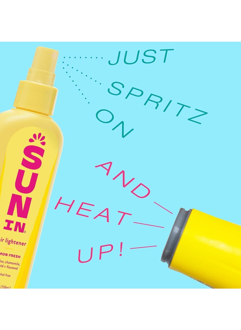 Sun In Hair Lightener Spray Lemon Fresh, Enriched With The Natural Botanicals Aloe, Chamomile, Marigold and Flaxseed, Alcohol Free, Lemon Fresh Scent, 138 ML