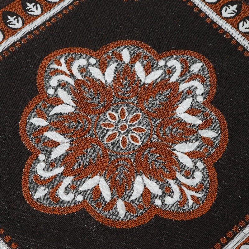 Furnishing Hut Traditional Cotton Prayer Mat Large 2x2 Feet Meditation Aasan Mat Pooja Carpet Rangoli Square Design Rust Pack of 1 - Image 5