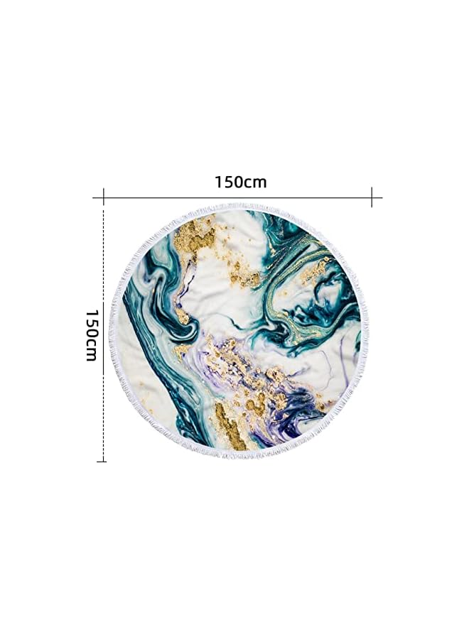 The Bros Oversized Round Beach Towel - Sandproof Beach Blanket Circle Microfiber Yoga Mat Multi-Purpose Towel for Women Men Kids with Tassels 59 inch - Image 2