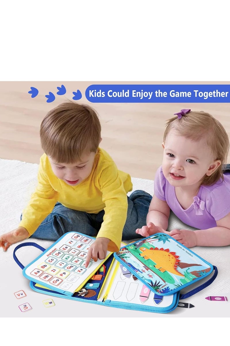 لوحة نشاط تعليمية للأطفال بعمر 1 و2 و3 و4 سنوات، لوحة نشاط مونتيسوري الحسية، ألعاب تعلم المهارات الحركية الدقيقة لمرحلة ما قبل المدرسة للأولاد والبنات، ألعاب أطفال رائعة لون (ازرق) - Image 1