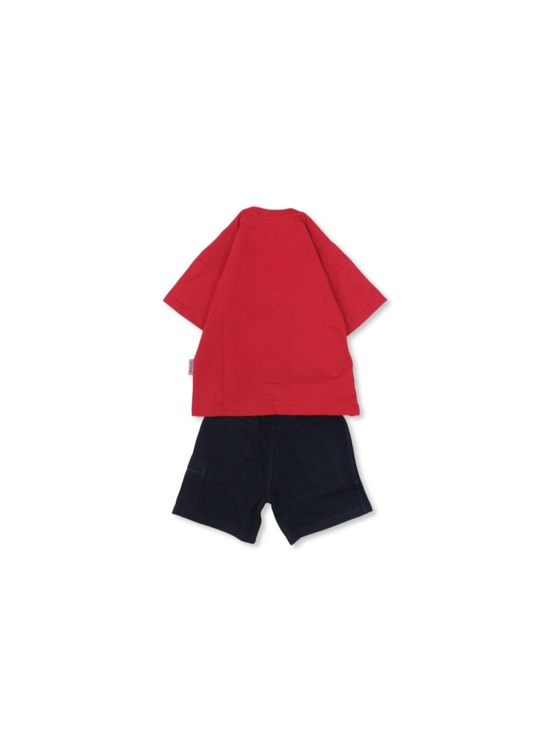 دريم بيجامة قطنية قصيرة الأكمام للأولاد - حمراء اللون بطبعة "لاعب ألعاب فيديو عبر الإنترنت" - Image 2