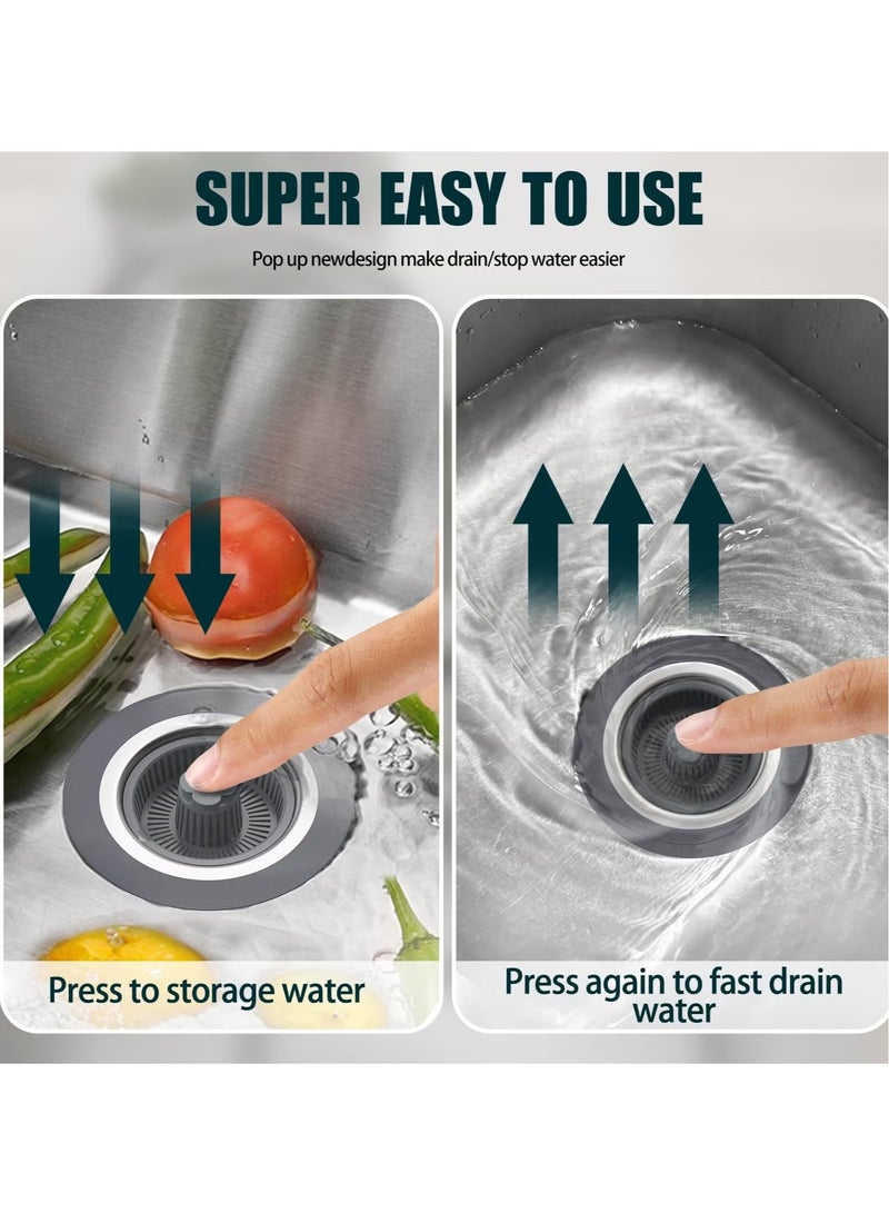 rocooart 3 in 1 Kitchen Sink Drain Strainer and Stopper Set, Stainless Steel, Pop-Up Anti-Clogging Basket Filter, Fits Standard 3-1/2 Inch Drains - Image 3