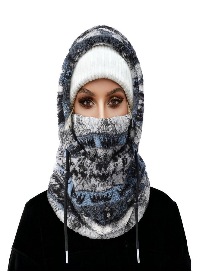 MVPTOO Balaclava Fleece Ski Mask for Men Women Winter Face Masks Windproof Hooded Scarf Cold Weather Hat Neck Warmer(Black), Dark Cerulean, One size - Image 1