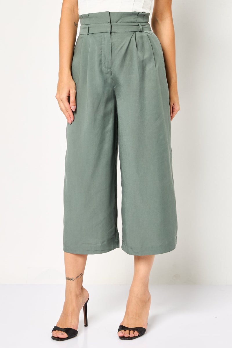 VERO MODA سروال واسع عادي للنساء، أخضر - Image 1