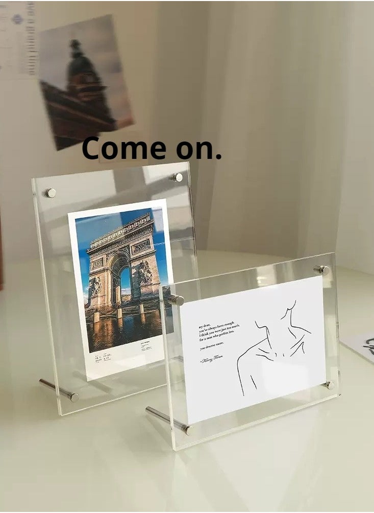 JiFENG - 5-inch Acrylic Logo Stand, Desktop Menu Display Stand Transparent Photo Frame For Desktop Display - Image 1