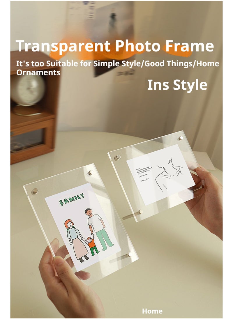 JiFENG - 5-inch Acrylic Logo Stand, Desktop Menu Display Stand Transparent Photo Frame For Desktop Display - Image 1