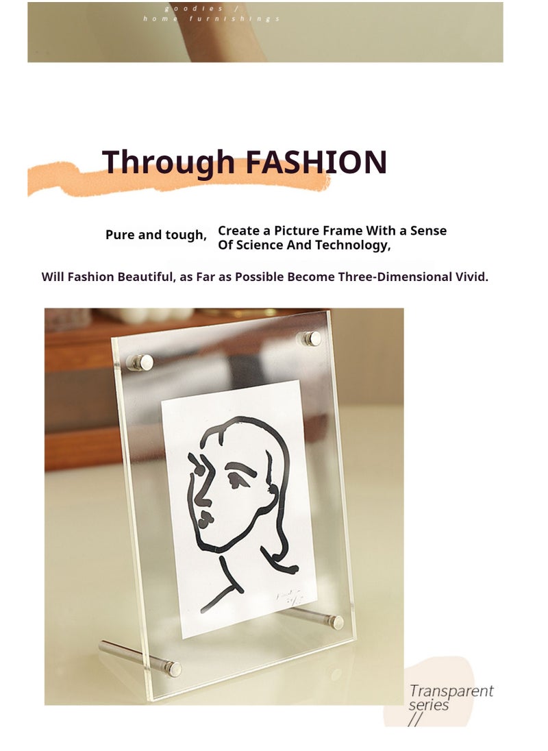 JiFENG - 5-inch Acrylic Logo Stand, Desktop Menu Display Stand Transparent Photo Frame For Desktop Display - Image 1