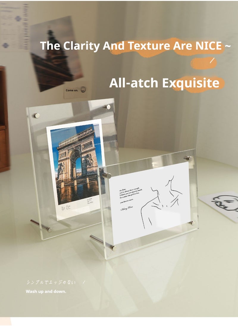 JiFENG - 5-inch Acrylic Logo Stand, Desktop Menu Display Stand Transparent Photo Frame For Desktop Display - Image 1