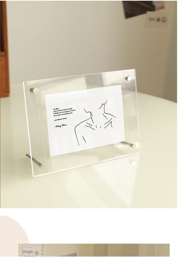 JiFENG - 5-inch Acrylic Logo Stand, Desktop Menu Display Stand Transparent Photo Frame For Desktop Display - Image 1