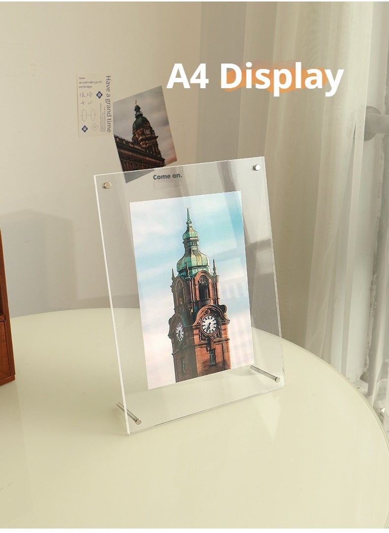 JiFENG - 5-inch Acrylic Logo Stand, Desktop Menu Display Stand Transparent Photo Frame For Desktop Display - Image 1