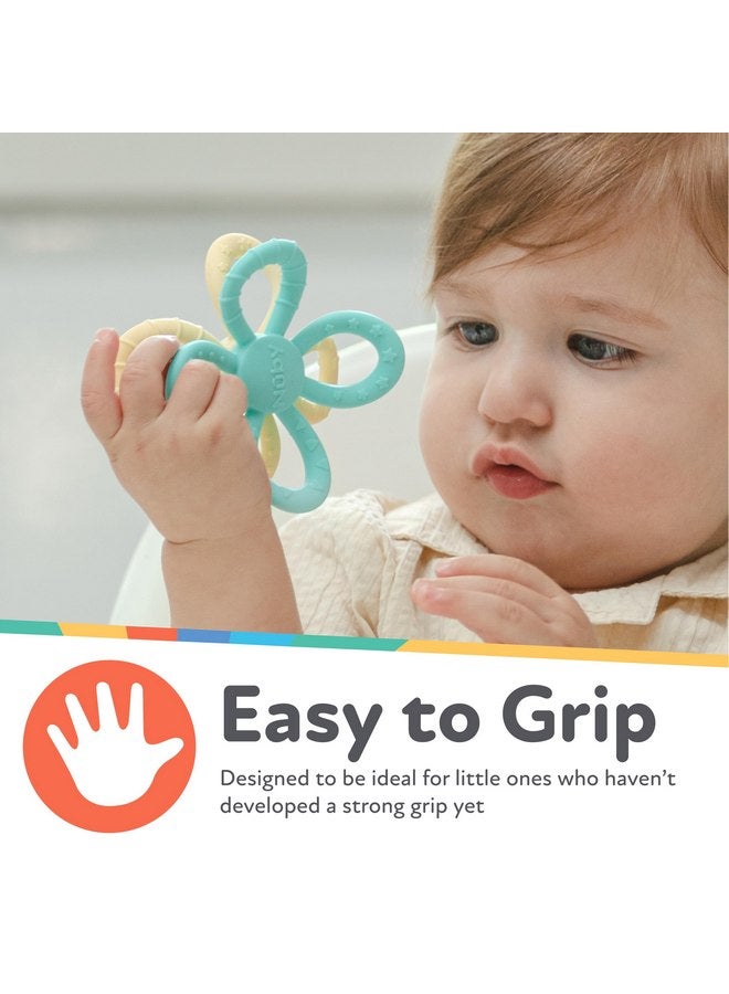 Nuby Nuby Fun Loops Teether - Flower-Shaped Infant Teething Toy for Babies - 3+ Months - Aqua and Yellow  - Image 3