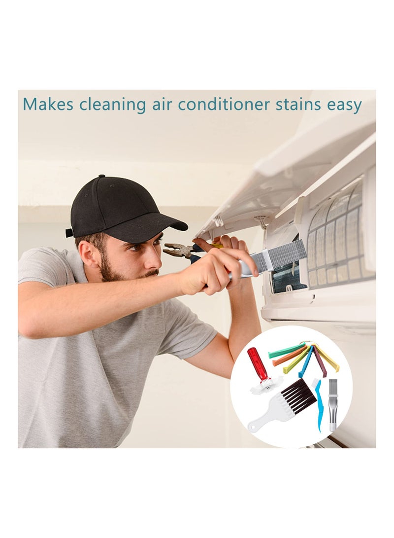 Excefore 5 Pcs Air Conditioner Fin Cleaner Set, 3 Different Ac Fin Comb Condenser Fin Straightener, 2 Different Brush Condenser Ac Coil Cleaner Air Refrigerator Fin Cleaner Evaporator Radiator Repair Clean Too - Image 3