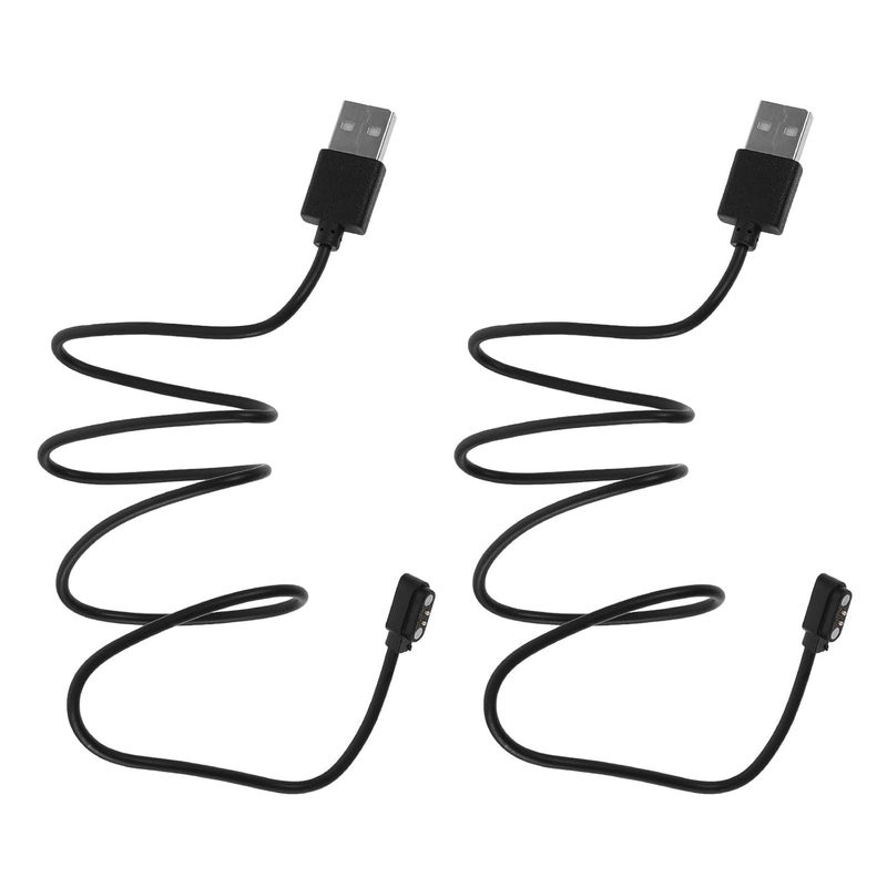 Magnetic USB Charging Cable 2 Pack for Smartwatch, 2-pin 2.5-8mm Charger Cord Compatible with Universal Smartwatch, Black USB Charging Cord for Wearable Devices - Image 1