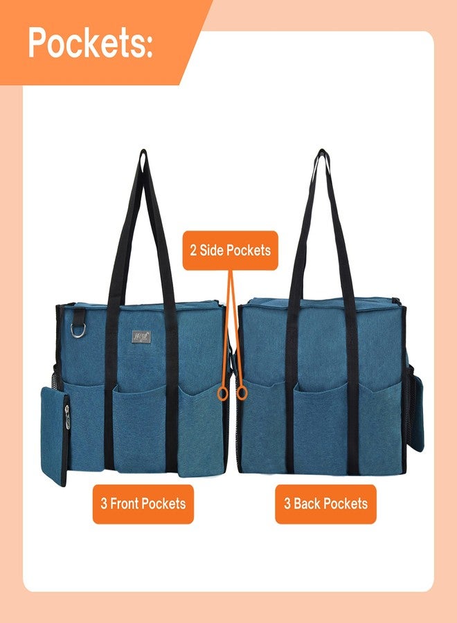 NGIL Utility Canvas Multi Pocket Tote Bag with Coin Purse, Work Bags for Women with Multiple Pockets Exterior & Interior (Light Blue, Medium) - Image 3