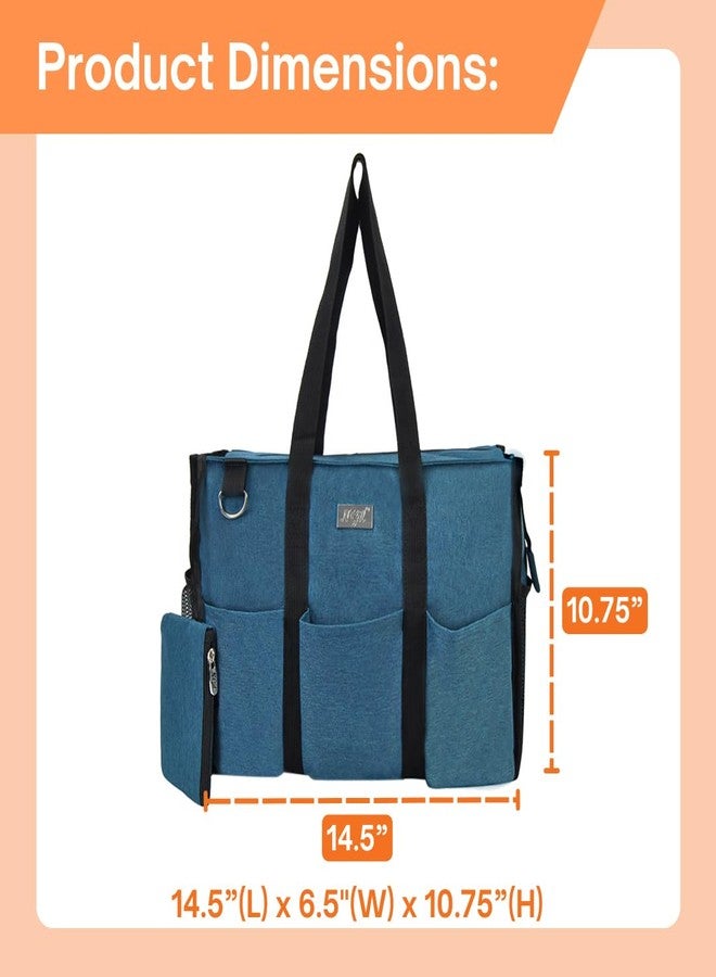 NGIL Utility Canvas Multi Pocket Tote Bag with Coin Purse, Work Bags for Women with Multiple Pockets Exterior & Interior (Light Blue, Medium) - Image 2