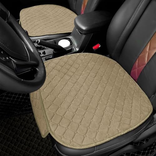surpassme 2pc Comfortable Car Seat Covers Universal Front Seat Covers for Car Accessories with Storage Pockets Padded Car Interior Covers for Automotive SUV Truck and VanKhaki - Image 1