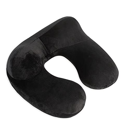 Makimoo Inflatable Travel Pillow, Neck Pillow Support for Traveling, Airplanes, Cars, and Offices with Compact Carrying Bag, Soft Velvet Washable Cover, Ideal for Adult Sleepers (Black) - Image 3