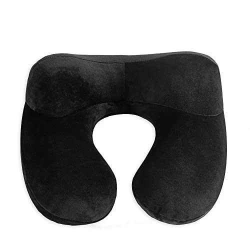 Makimoo Inflatable Travel Pillow, Neck Pillow Support for Traveling, Airplanes, Cars, and Offices with Compact Carrying Bag, Soft Velvet Washable Cover, Ideal for Adult Sleepers (Black) - Image 2
