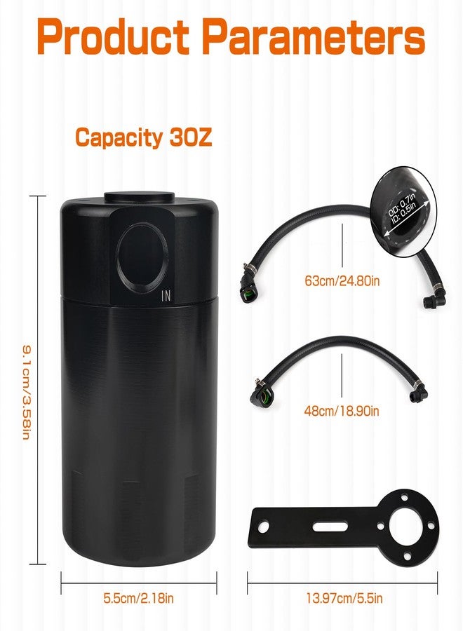BHB Upgraded Baffled Oil Catch Can Oil Separator Kit Aluminum With NBR HOSE Compatible with Ram TRX 6.2L SC 2021-2023 Passenger Side 3oz Black - Image 5