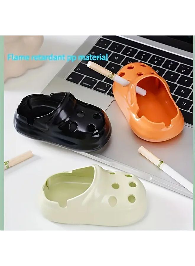 Black Flame Retardant PP Ashtray Heat Resistant Non Slip Base Cute Crocodile Design Home Office - Image 2