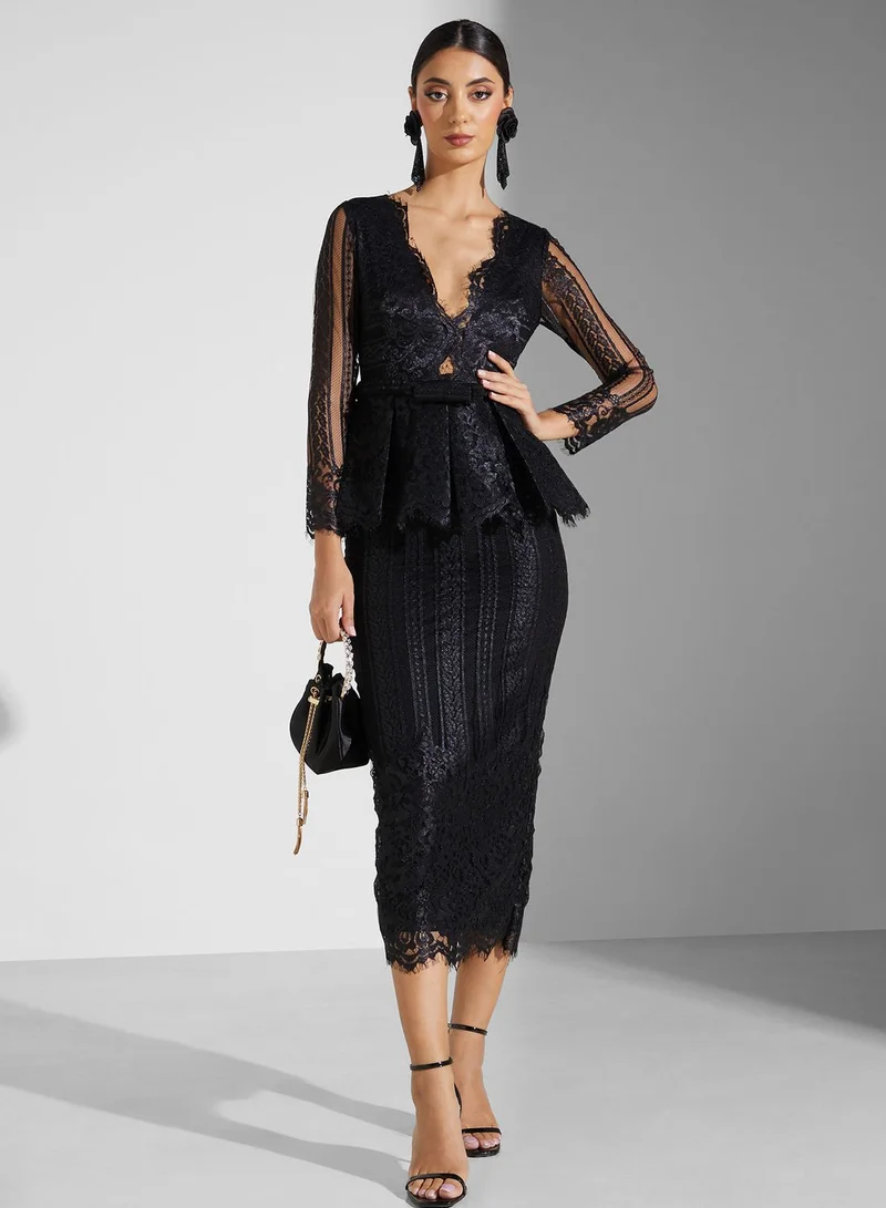 Threadz by Ajooni Peplum Lace Dress