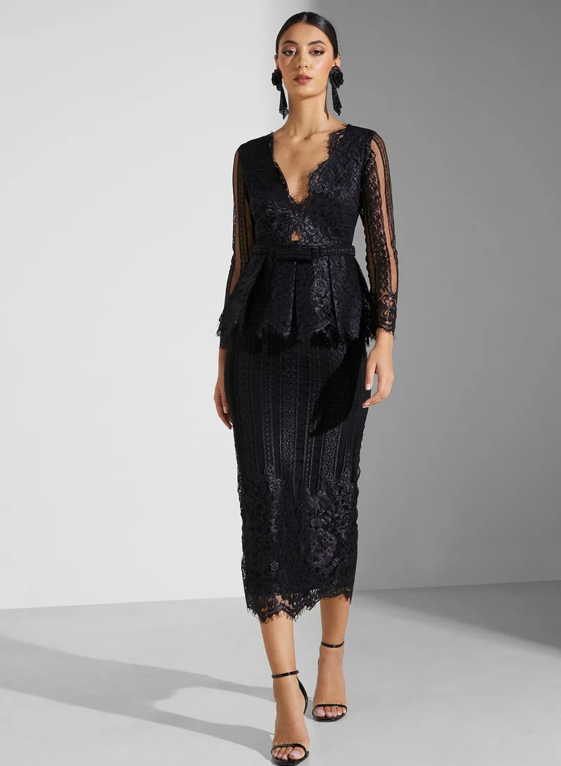 Threadz by Ajooni Peplum Lace Dress