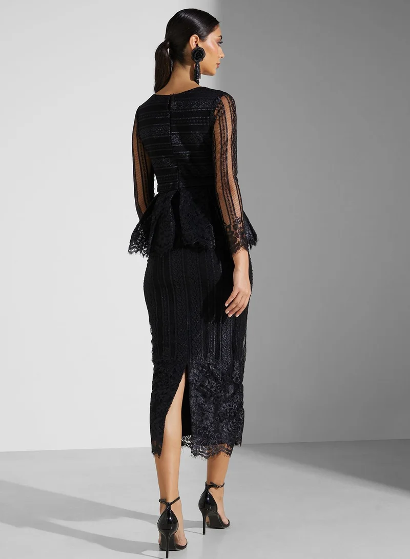 Threadz by Ajooni Peplum Lace Dress