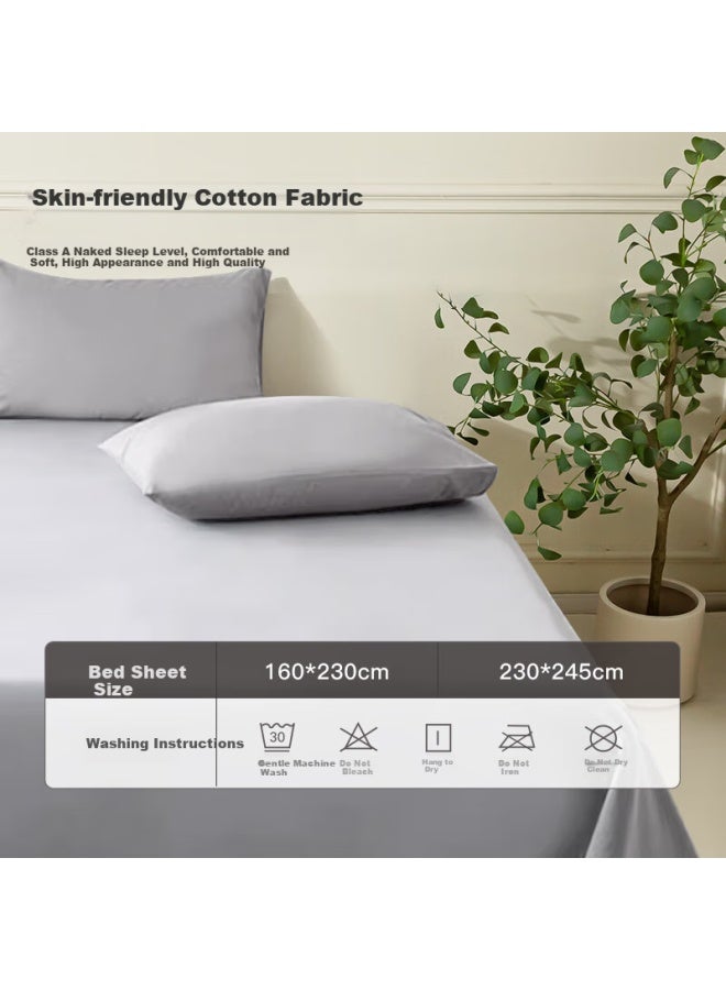 Danisa Crown Single Piece Pure Cotton Class A Full Cotton Single 1.5/1.8m Bed Sheet Cover Dormitory 230*245cm Ash Gray - Image 1
