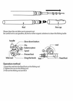 SYOSI Fishing Rod, Portable Mini Telescopic Pen Fish Rod Aluminum Alloy Pocket Fishing Rod Pole and Reel Combo Pen Shape Folded Fishing Rod with Reel Wheel for Outdoor River Lake Fishing, Blue  - Image 3