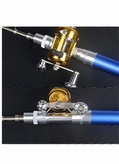 SYOSI Fishing Rod, Portable Mini Telescopic Pen Fish Rod Aluminum Alloy Pocket Fishing Rod Pole and Reel Combo Pen Shape Folded Fishing Rod with Reel Wheel for Outdoor River Lake Fishing, Blue  - Image 4