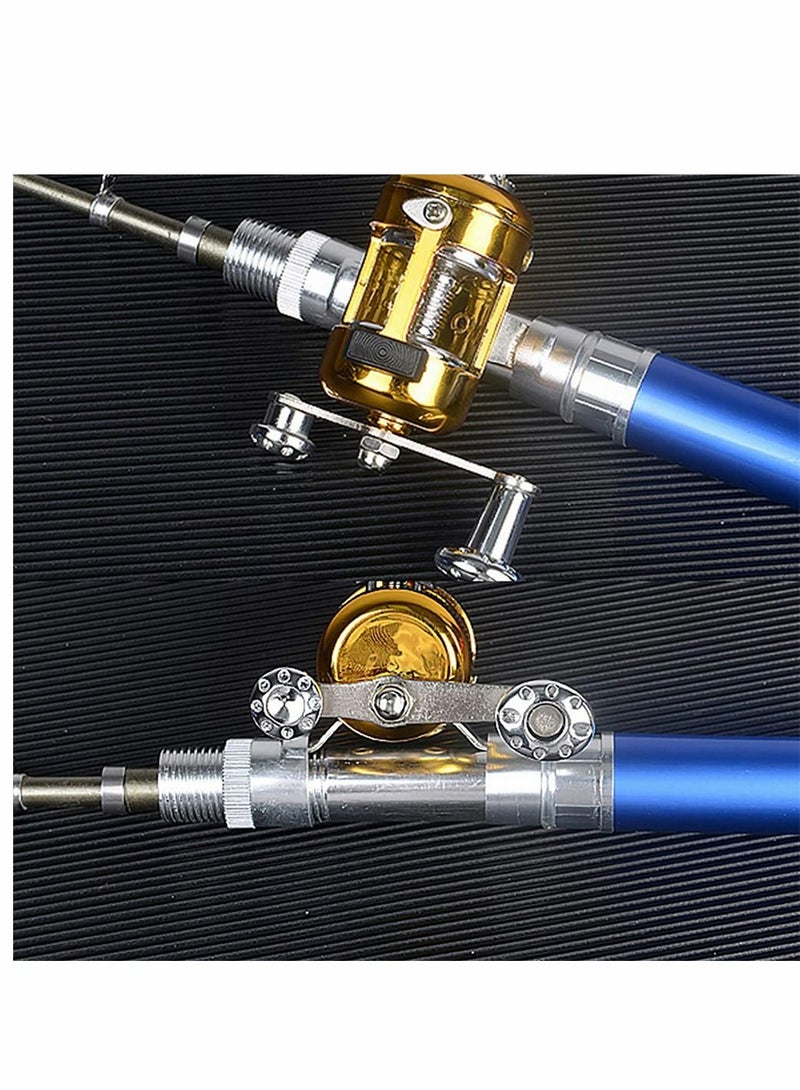 SYOSI Fishing Rod, Portable Mini Telescopic Pen Fish Rod Aluminum Alloy Pocket Fishing Rod Pole and Reel Combo Pen Shape Folded Fishing Rod with Reel Wheel for Outdoor River Lake Fishing, Blue - Image 4