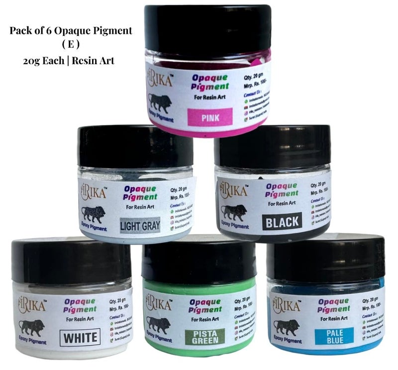 IRIKA Opaque Paste Pigment Resin Art Pigment Set - 6 Colors, 20g Each/Set of 6 Colors: Includes Light Gray, Pink, Black, White, Pale Blue, and Pista Green. - Image 4