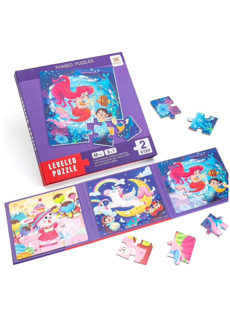 ألغاز مغناطيسية للأطفال من عمر 3 4 5 سنوات، ألغاز حورية البحر المحيطية 16-20-25 قطعة ألغاز، ألغاز حيوانات للأطفال، أنشطة سفر للسيارة، ألعاب سفر للأطفال - Image 1