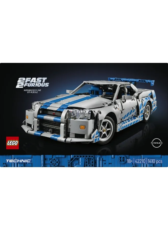 LEGO Technic 2 Fast 2 Furious Nissan Skyline Gt-R (R34) Car 42210 (Age 18+, 1410 Pieces)