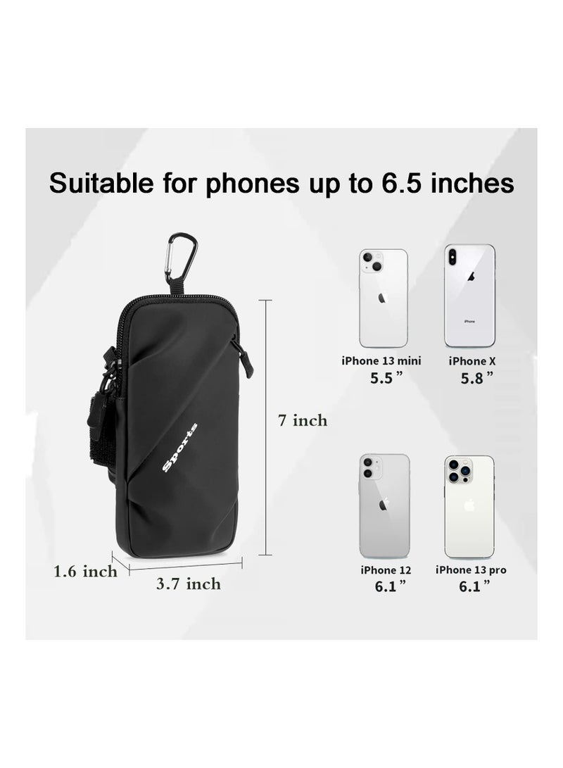KASTWAVE Small Messenger Leather Shoulder Bag with Arm Strap for iPhone and Android for Running, Walking, Hiking and Cycling (6.7 Inch, Black) - Image 5