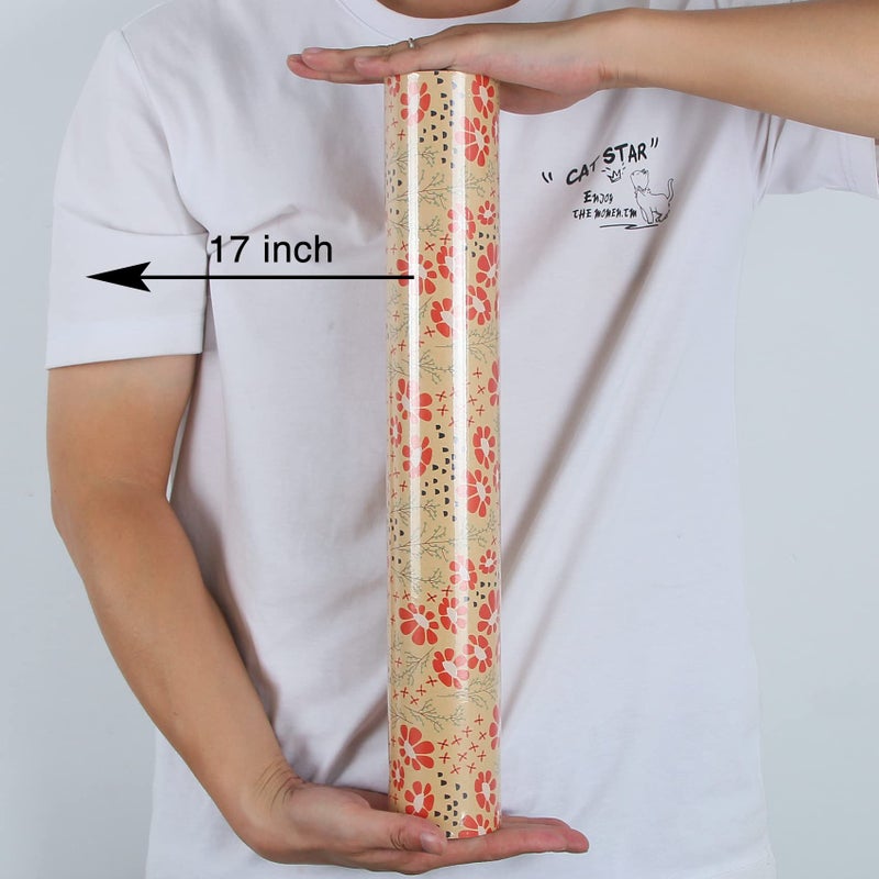 Aimyoo Kraft Floral Wrapping Paper Jumbo Roll, All Occasion Flower Gift Wrap Paper for Wedding Bridal Shower Birthday, 17 in x 60 ft - Image 3