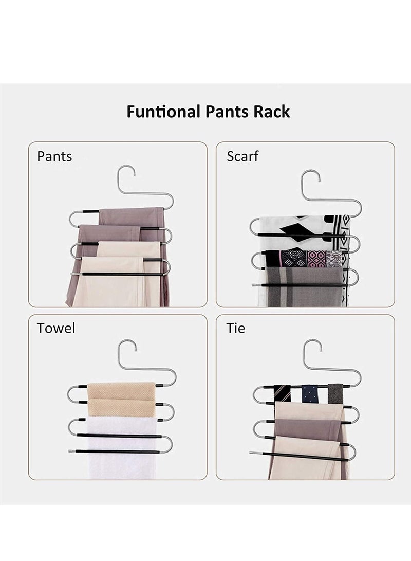 Pants Hangers,S Shaped Non Slip Space Saving Pants Hangers Trouser Hangers Stainless Steel Metal Multilayer Pants Hangers Closet Storage for Pants Jeans Shirts Scarfs Ties - view 2