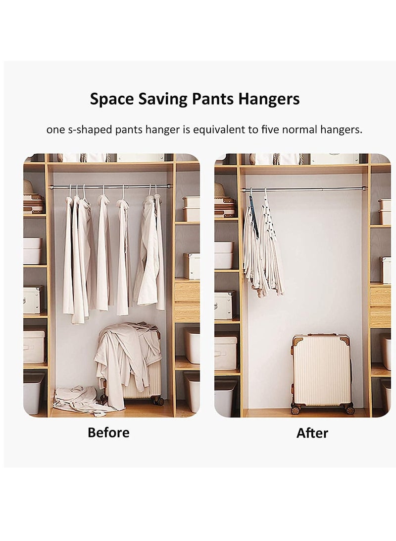 Pants Hangers,S Shaped Non Slip Space Saving Pants Hangers Trouser Hangers Stainless Steel Metal Multilayer Pants Hangers Closet Storage for Pants Jeans Shirts Scarfs Ties - view 4