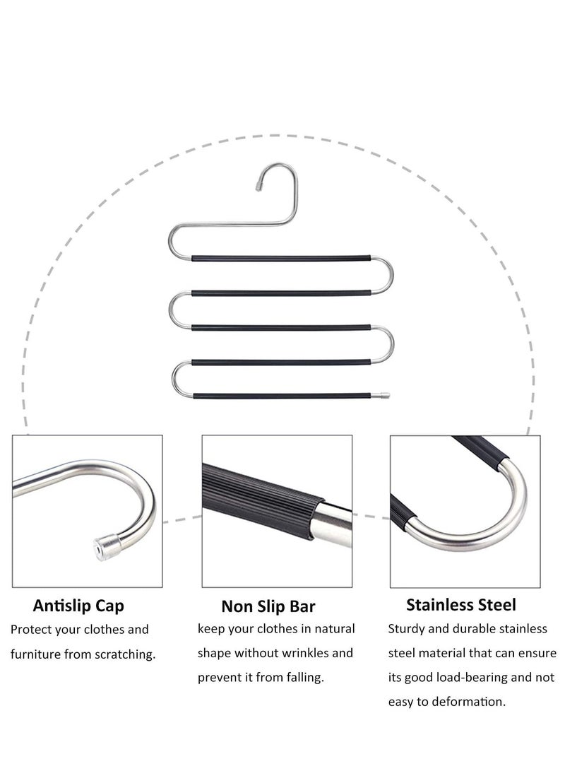 Pants Hangers,S Shaped Non Slip Space Saving Pants Hangers Trouser Hangers Stainless Steel Metal Multilayer Pants Hangers Closet Storage for Pants Jeans Shirts Scarfs Ties - view 5