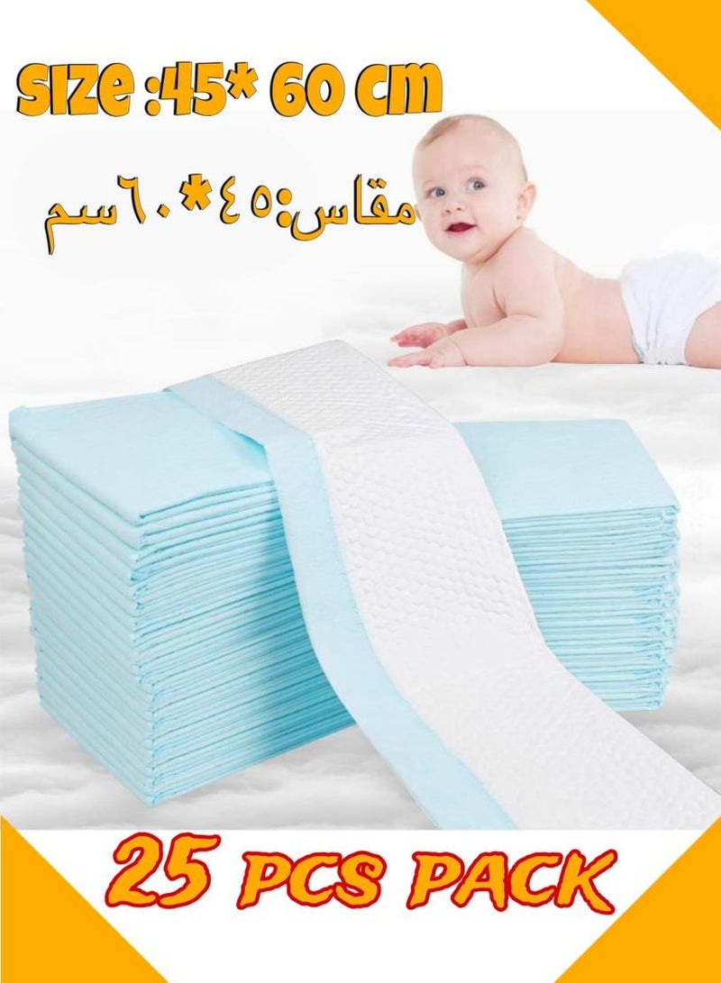 Large 60x45 cm Disposable Changing Pad Leak-Proof Underpad Bed Table Protector Mat, Soft Non-Woven Fabric, 25 Pieces - Image 1