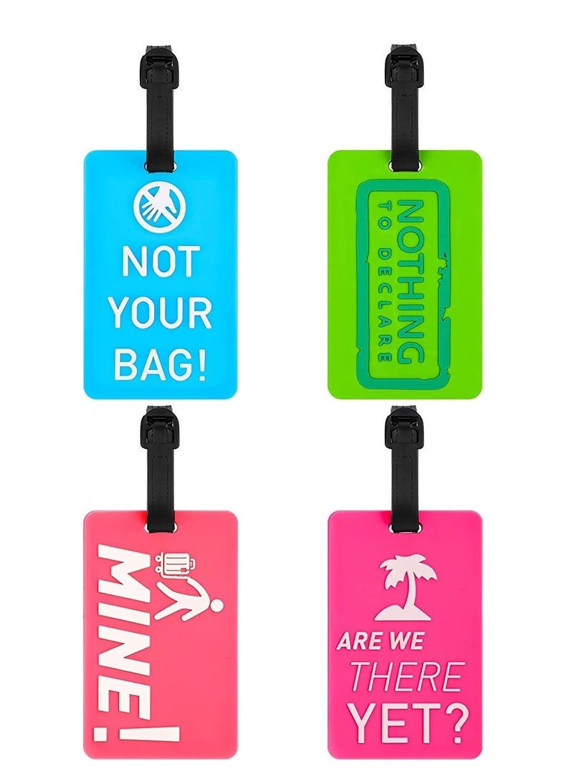 KASTWAVE Luggage Tags, 4 Pack ID Baggage Tags Suitcase Tags Travel ID Bag Tag with Name ID Card for Preventing Loss of Bags and Suitcases - Image 1