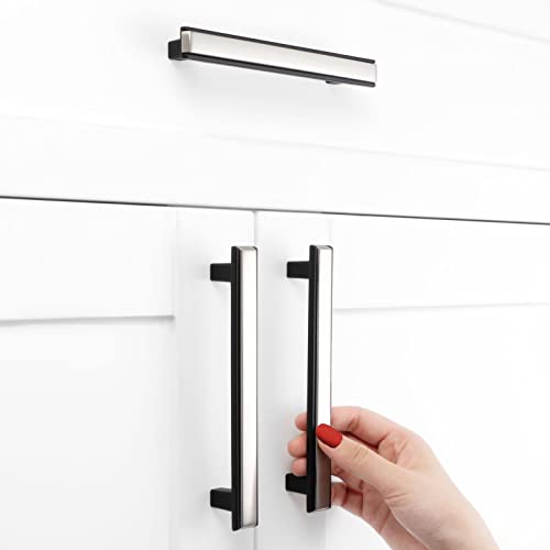BEROSSA Nickel and Black Cabinet Pulls Brushed Nickel and Matte Black Kitchen Cabinet Handles, 10 Pack 5 Inch, 2281 Two Tone Hardware for Cabinets Drawers Bedroom Dresser Cupboard Bathroom Vanity - Image 5
