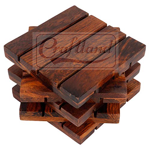 Craftland Wooden Coasters for hot/Cold Drink, Decorative Coaster Set for Dining/Tea/Coffee Table.(Set of 4) - Image 1