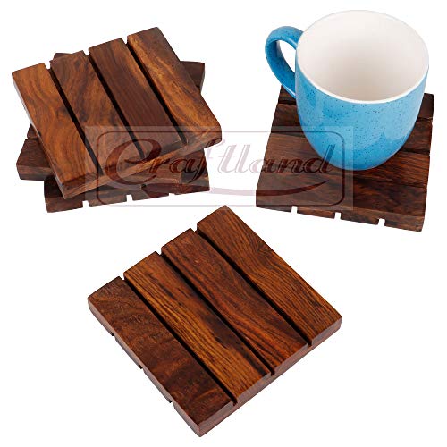 Craftland Wooden Coasters for hot/Cold Drink, Decorative Coaster Set for Dining/Tea/Coffee Table.(Set of 4) - Image 4