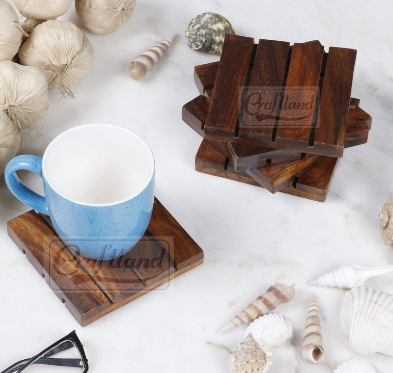 Craftland Wooden Coasters for hot/Cold Drink, Decorative Coaster Set for Dining/Tea/Coffee Table.(Set of 4) - Image 5