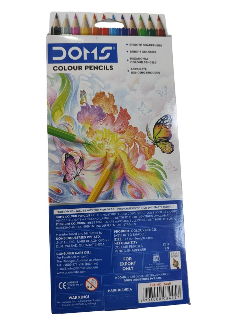 دومس أقلام تلوين كاملة الحجم من دومز 12 قطعة. أقلام تلوين بالحجم الكامل + قطعة واحدة. براية - Image 2