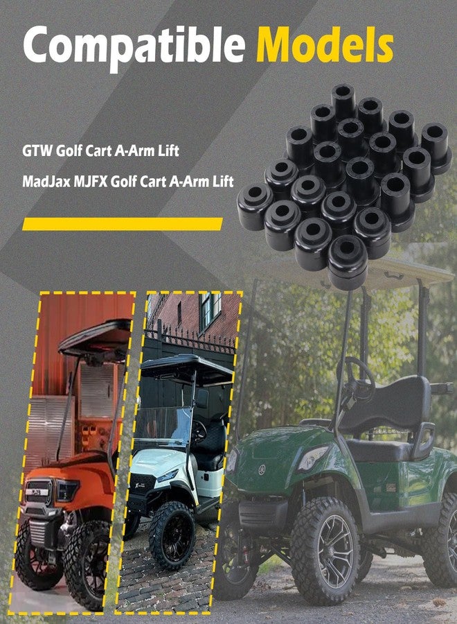 Qagea Replacement A-Arm Bushing Kit for GTW Golf Cart Front A-Arm Lift, Compatible with MadJax MJFX A-Arm Lift (Black) - Image 2