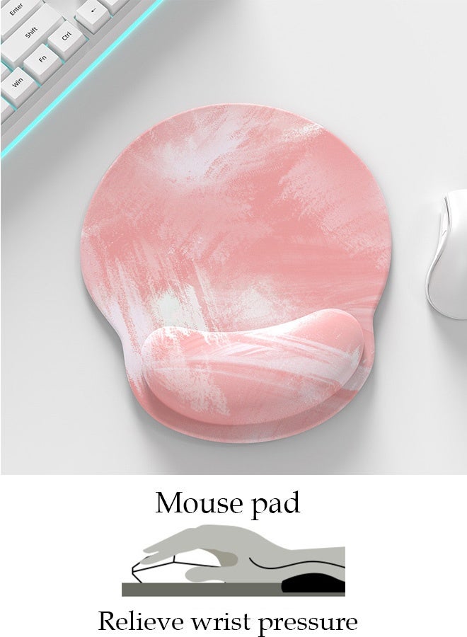 Mouse Pad with Wrist Rest, Comfortable Computer Mousepad with Gel Wrist Support Smooth Surface and Non-Slip PU Base for Pain Relief, Laptop, Office & Home (Pink) - Image 1